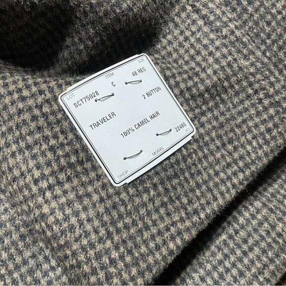 Jos A Bank Traveler’s‎ Collection Men's Beige Black Check Camel Hair Blazer 48R - Picture 7 of 12